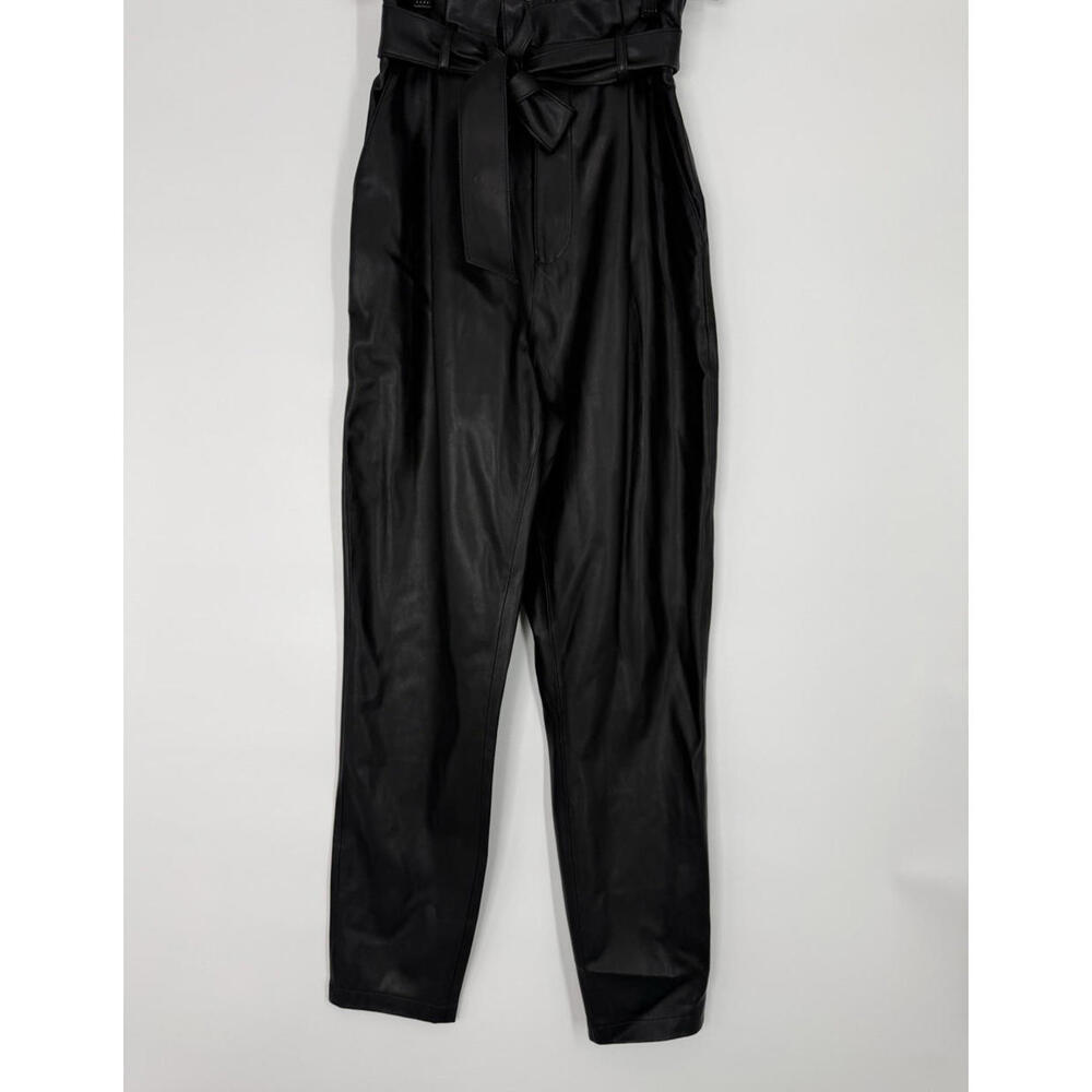 BB Dakota Womens Faux Leather Textured Zip Pleated Skinny Leg Pants Black Size 4